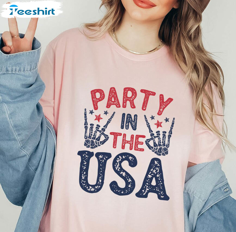Party In The Usa Trendy Shirt, Independence Day Unisex Hoodie Long Sleeve