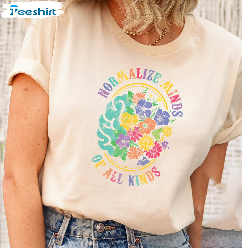 Normalize Minds Of All Kinds Autism Awareness Shirt, Autism Acceptance Crewneck Short Sleeve