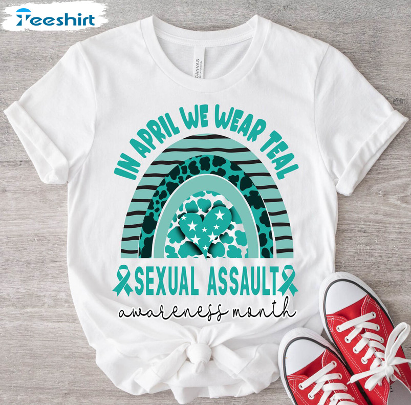 In April We Wear Teal Sexual Assault Awareness Month Shirt, Vintage Unisex T-shirt Unisex Hoodie