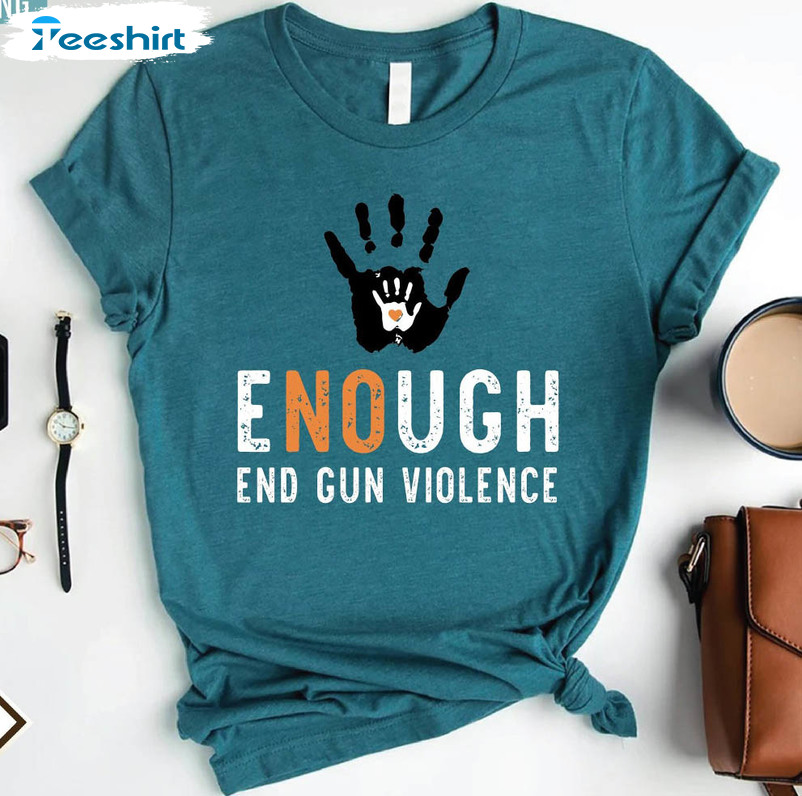 Enough End Gun Violence Trendy Shirt, Peace No Gun Tee Tops Short Sleeve