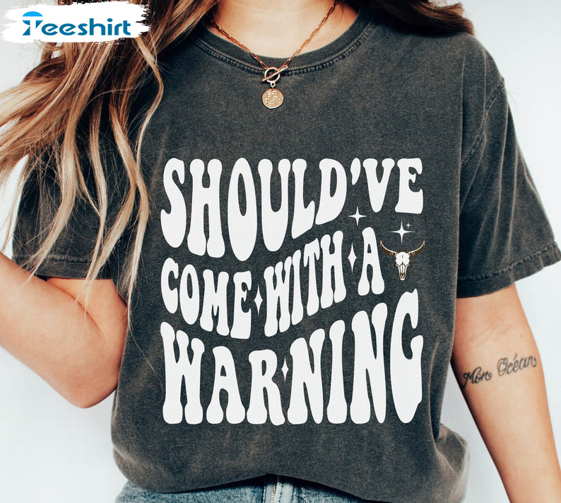 Should've Come With A Warning Shirt, Retro Wavy Country Unisex Hoodie Short Sleeve