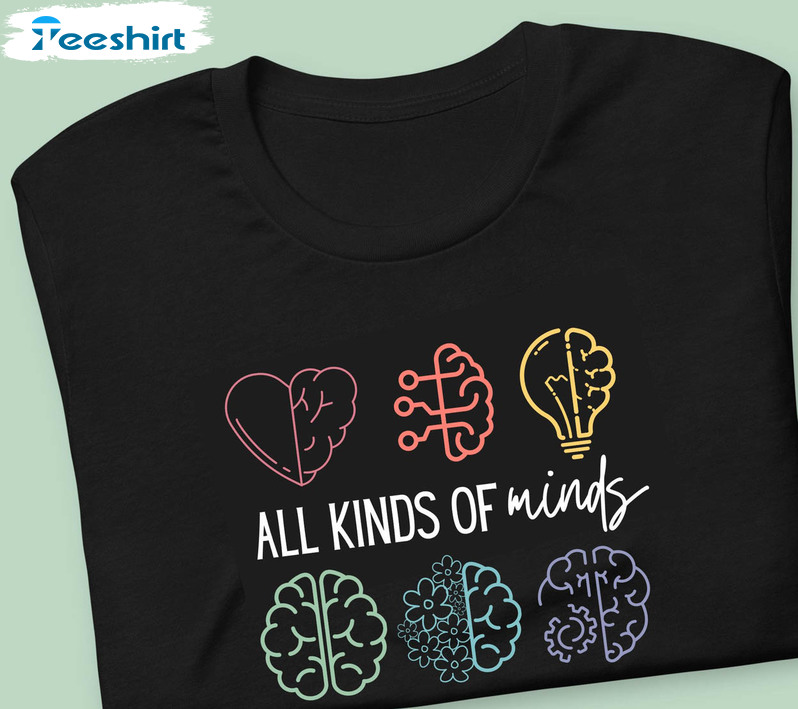 Minds Of All Kinds Shirt, Neurodiversity Short Sleeve Unisex Hoodie