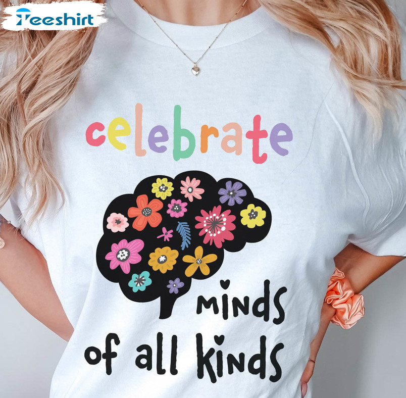 Celebrate Minds Of All Kinds Shirt, Vintage Neurodiversity Autism Long Sleeve Unisex Hoodie