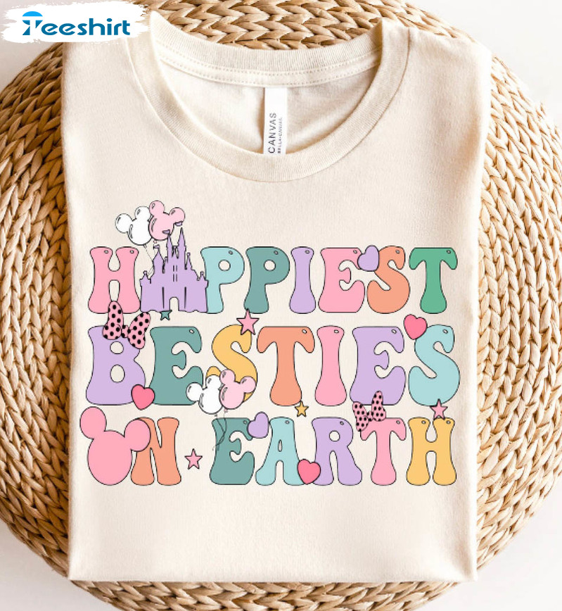 Happiest Besties On Earth Cute Shirt, Funny Disney Balloon Sweater Short Sleeve