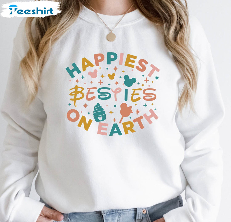 Happiest Besties On Earth Cute Shirt, Matching Short Sleeve Sweater