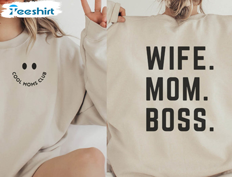 Cool Moms Club Sweatshirt, Mom Boss Short Sleeve Sweater