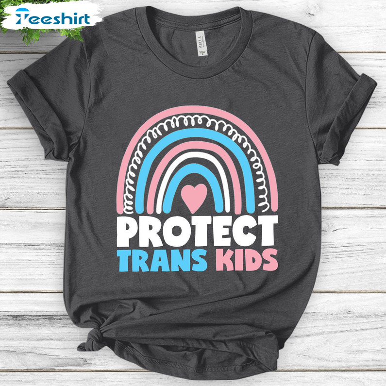 Protect Trans Kids Rainbow Shirt, Lgbtq Pride Trans Pride Ally Sweater Unisex Hoodie