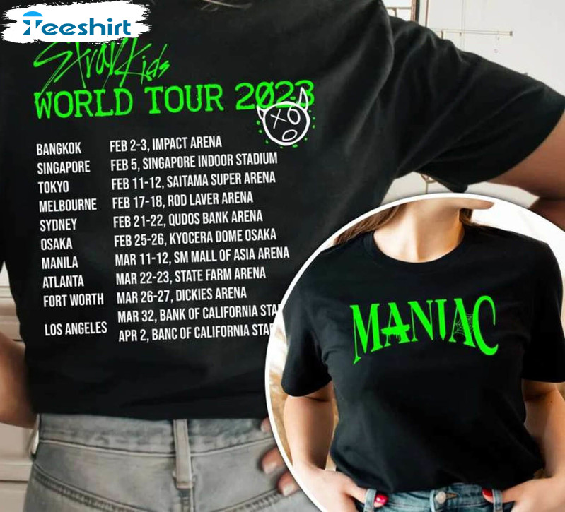 Stray Kids World Tour 2023 Shirt, Maniac World Tour Crewneck Sweatshirt