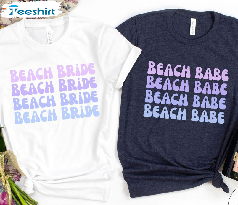 Retro Beach Bride Bachelorette Party Shirt, Ocean Bachelorette Party Unisex T-shirt Unisex Hoodie
