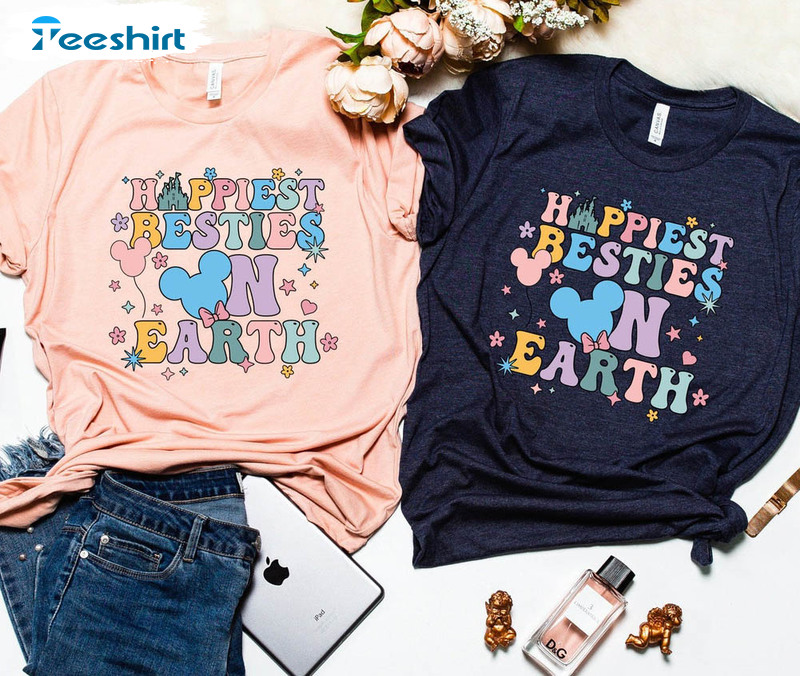 Happiest Besties On Earth Cute Shirt, Besties Magical Castle Long Sleeve Unisex T-shirt