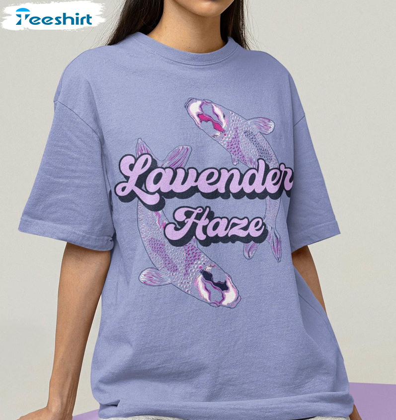 Lavender Haze Shirt, Trendy Koi Fish Crewneck Short Sleeve