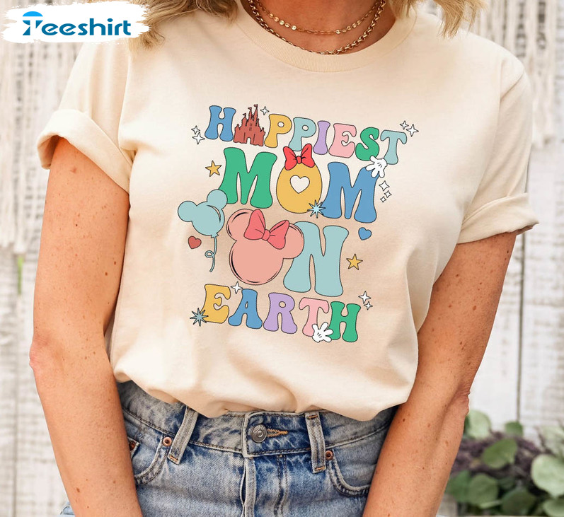 Happiest Mom On Earth Baseball Shirt, Softball Leopard Crewneck Unisex T-shirt