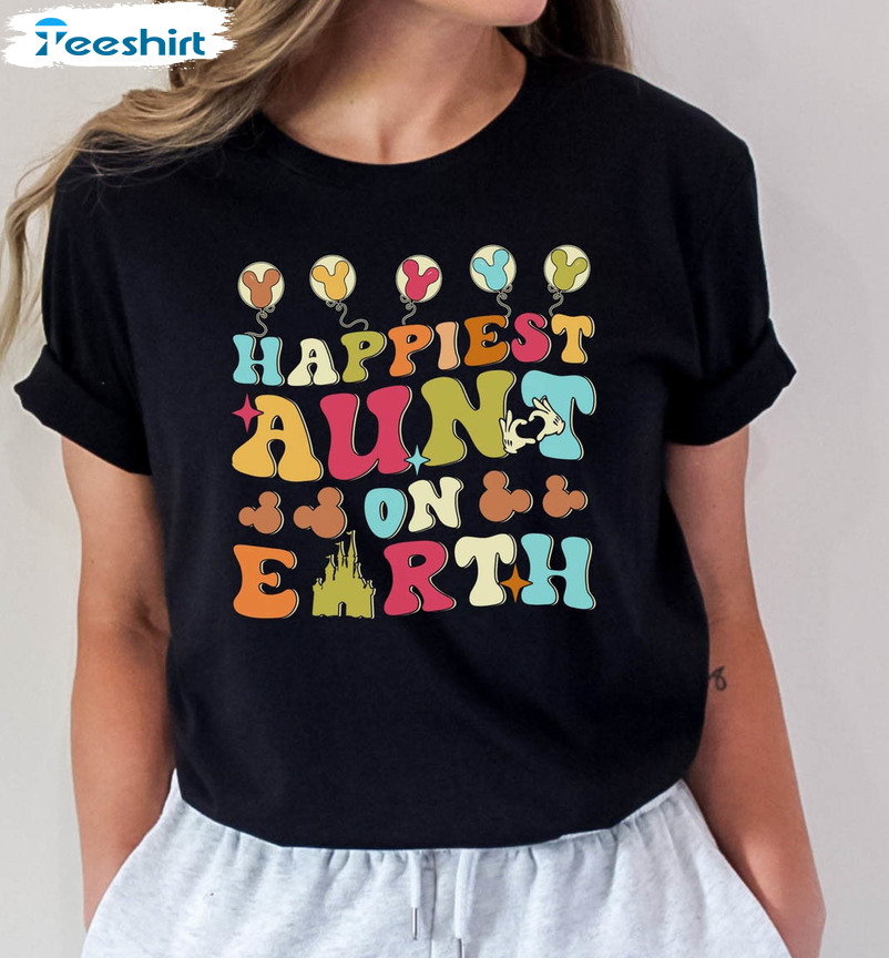 Happiest Aunt On Earth Shirt, Matching Mouse Ears Unisex T-shirt Short Sleeve