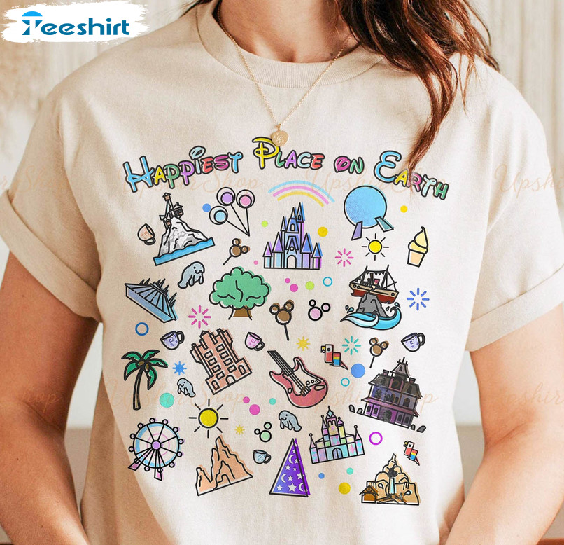 Happiest Place On Earth Disneyland Shirt, Mickey Balloon Sweatshirt Unisex T-shirt