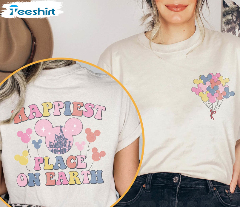 Happiest Place On Earth Ballon Shirt, Mickey Balloons Crewneck Sweatshirt
