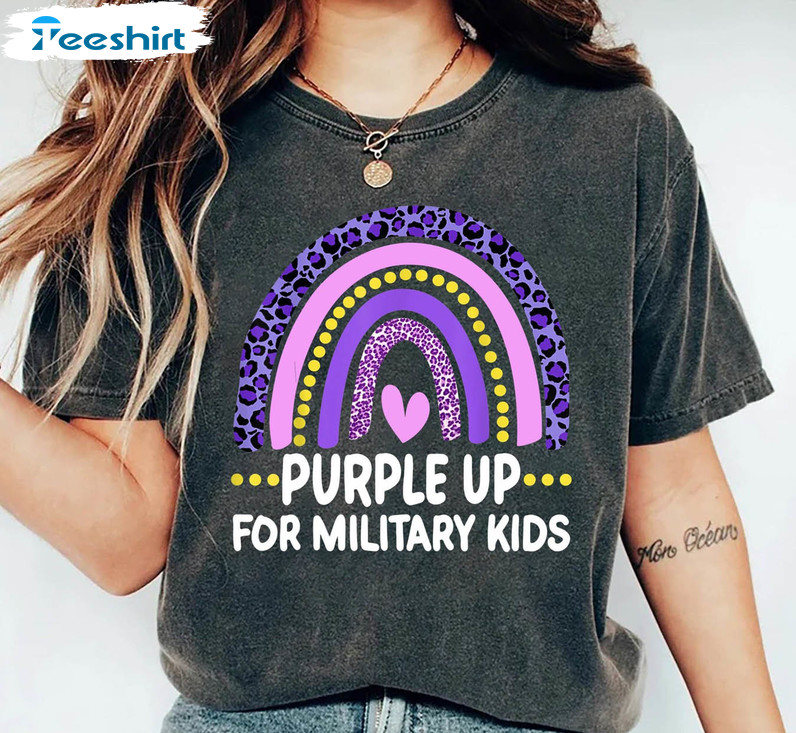 Purple Up For Military Kids Shirt, Military Mom Crewneck Unisex Hoodie