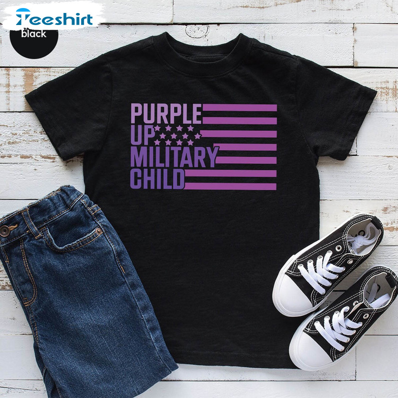 Military Child Awareness Shirt, Purple Up For Military Kids Unisex Hoodie Long Sleeve