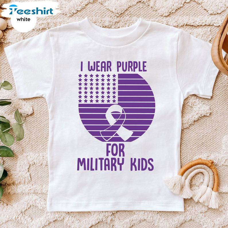 Military Kids Trendy Shirt, Military Child Awareness Month Short Sleeve ...