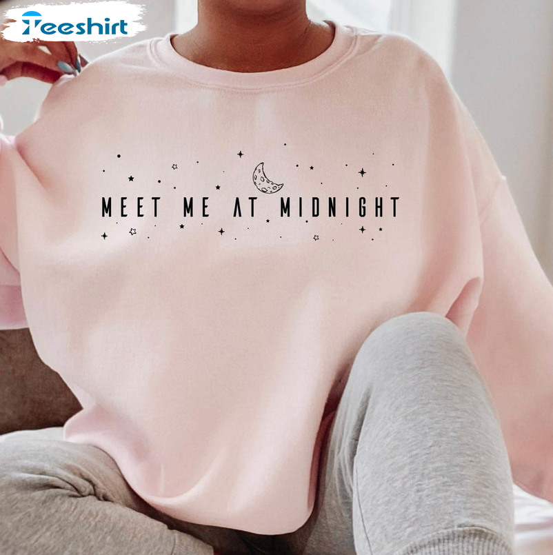 Meet Me At Midnight Sweatshirt , Trendy Lyrics Crewneck Long Sleeve