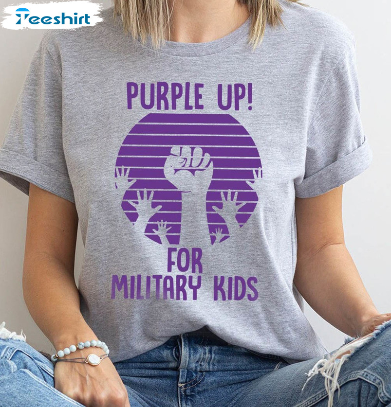 Military Child Shirt , Purple Up For Military Kids Short Sleeve Long Sleeve