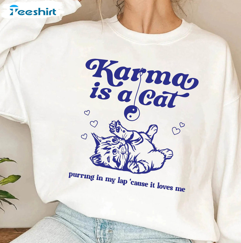 Karma Is A Cat Funny Shirt, Vintage Midnights Tee Tops Short Sleeve