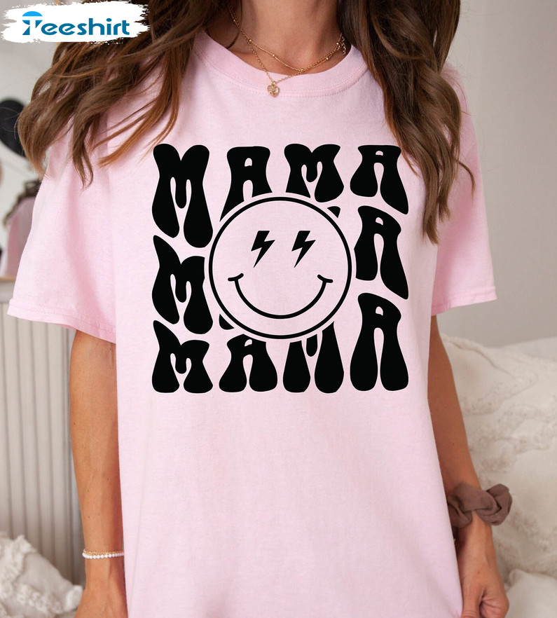 Smile Face Mama Cute Shirt, Mothers Day Trendy Crewneck Unisex Hoodie