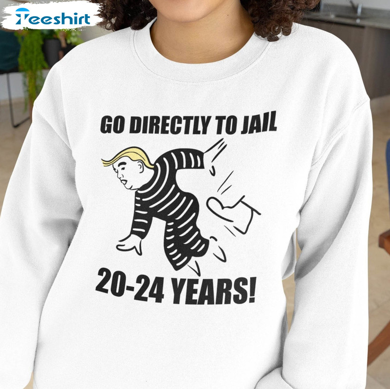 Trump Go Straight To Jail For 2024 Shirt, Monopoly Parody Funny Political Humor Short Sleeve Unisex Hoodie