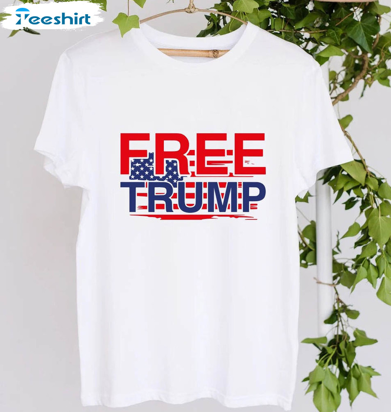 Free Trump Let Trump Go Republican Shirt, Political Tee Tops Short Sleeve