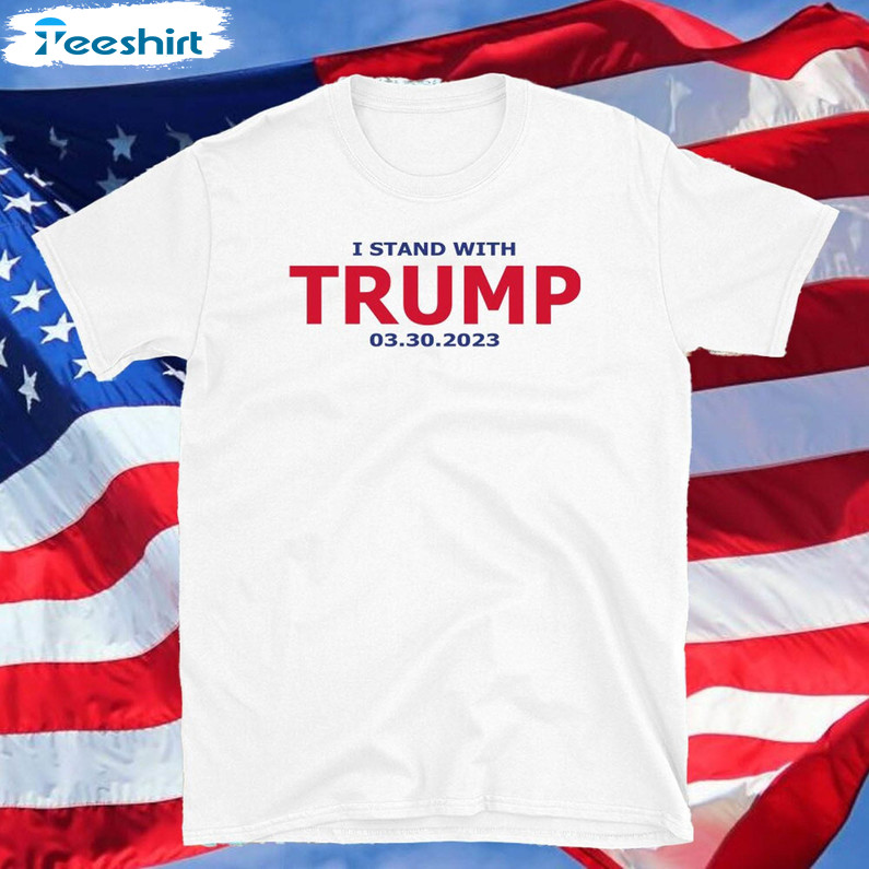 I Stand With Trump Shirt, Funny Donald Trump 2024 Short Sleeve Hoodie