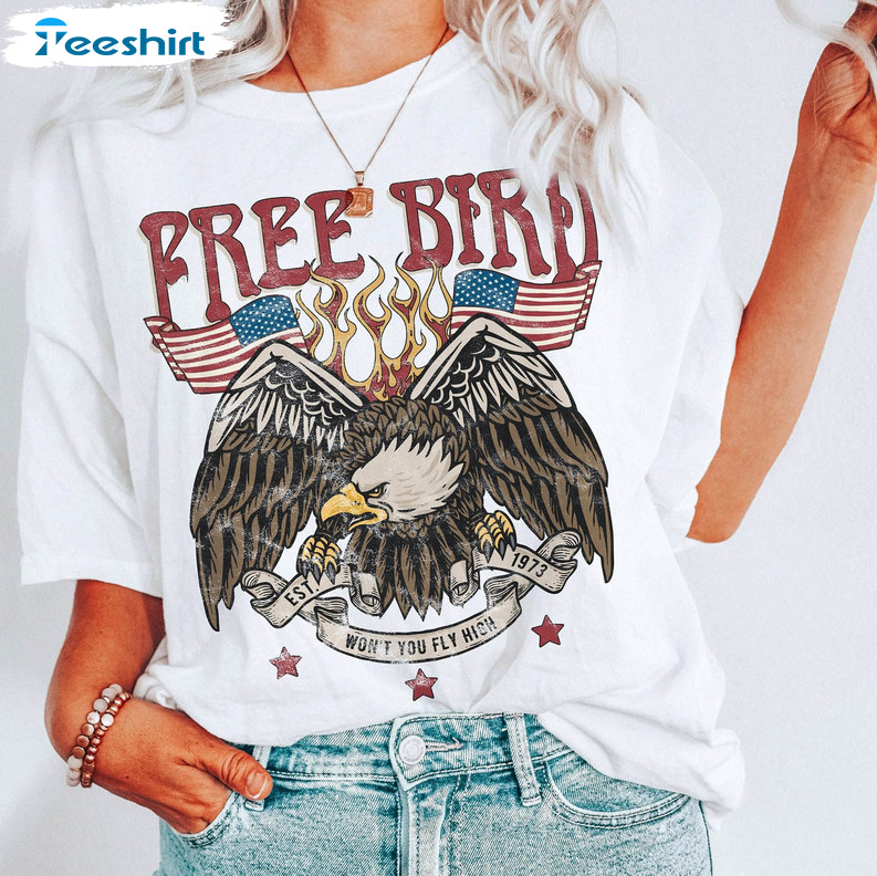 Free Bird Eagle Shirt, Boho Thunderbird Short Sleeve Long Sleeve