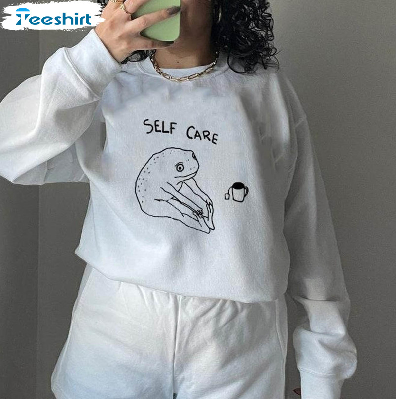 Funny Frog Self Care Shirt, Trendy Crewneck Unisex T-shirt