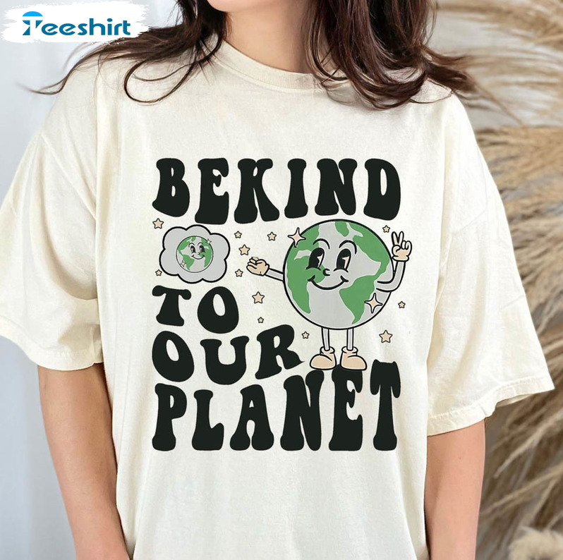 Retro Earth Day Shirt , Environmental Earth Awareness Crewneck Short Sleeve