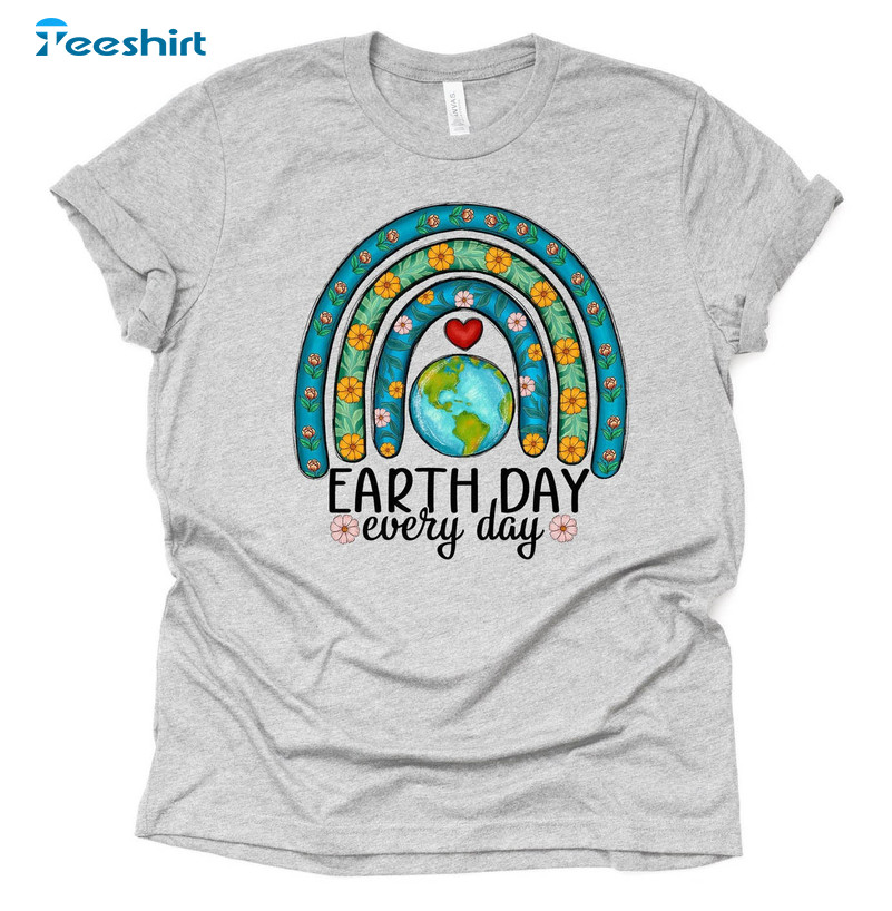 Cute Earth Day Rainbow Shirt, Earth Day Every Day Long Sleeve Short Sleeve