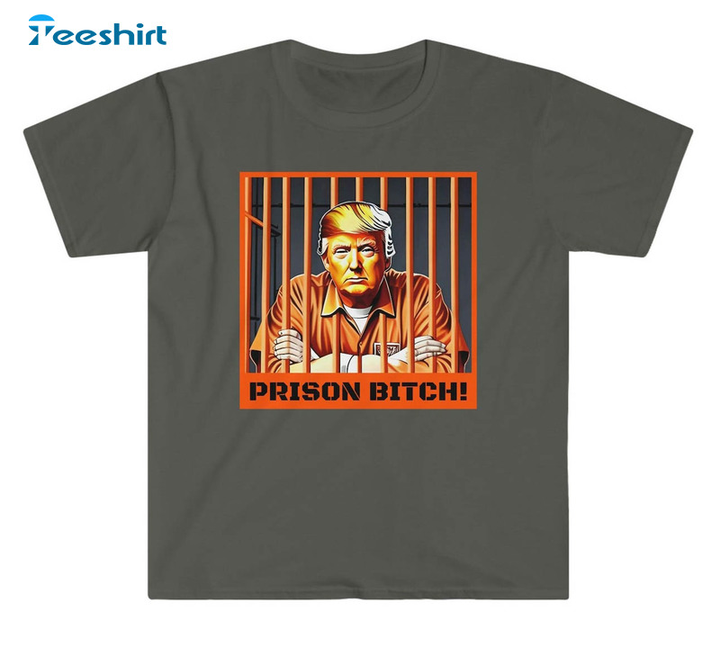 Trump In Jail Trendy Shirt, Republican Funny Humor Crewneck Short Sleeve