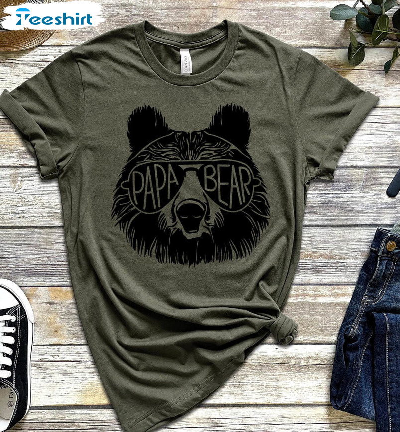 Papa Bear Sunglass Shirt, Husband Present Family Unisex Hoodie Unisex T-shirt