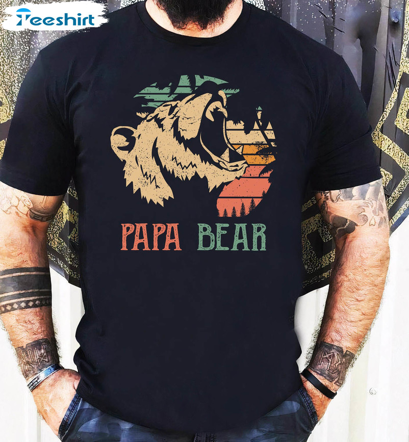 Papa Bear Fathers Day Shirt, Papa Trendy Sweatshirt Unisex Hoodie