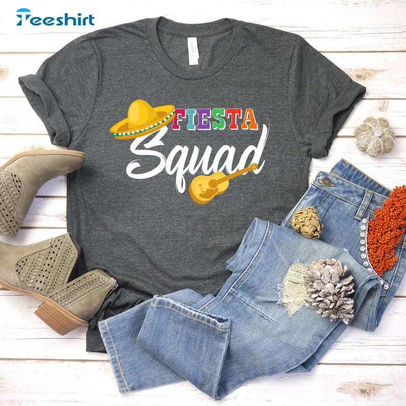 Fiesta Squad Trendy Shirt, Cinco De Mayo Tequil Mexican Mama Short Sleeve Sweatshirt