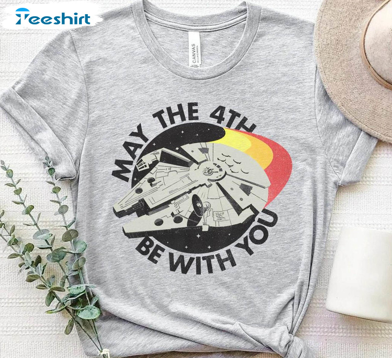 May The 4th Be With You Millennium Falcon Retro Shirt, Disneyland Summer Trip 2023 Unisex T-shirt Short Sleeve