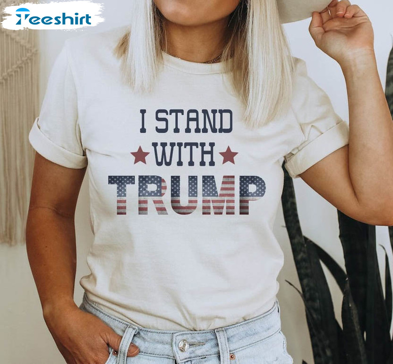 I Stand With Trump Shirt, Patriotic Short Sleeve Unisex Hoodie