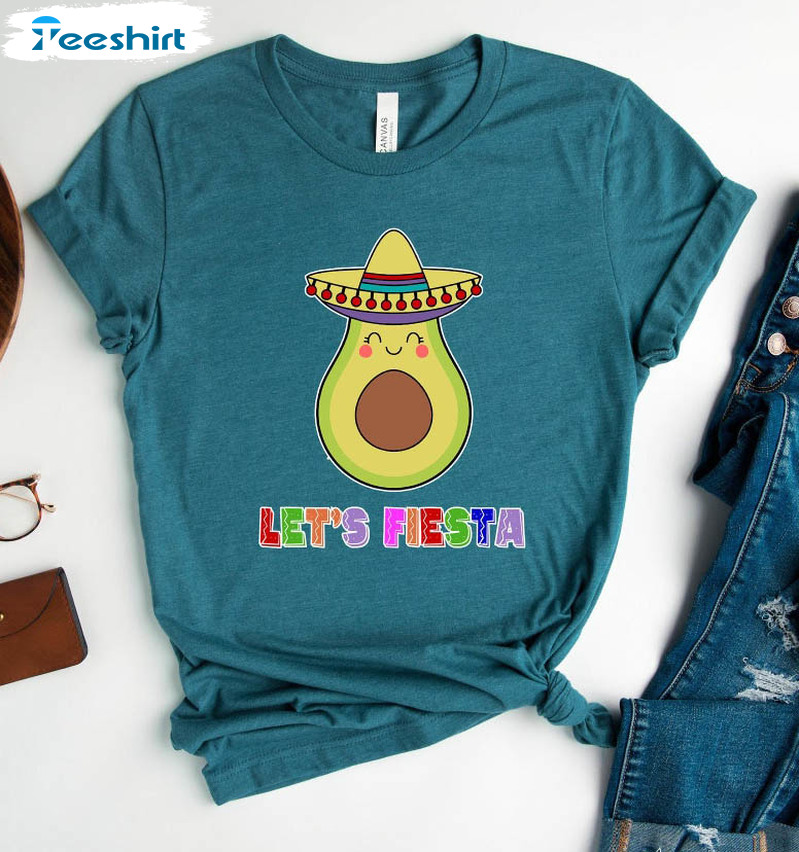 Let's Fiesta Trendy Shirt, Funny Avocado Cinco De Mayo Unisex T-shirt Long Sleeve