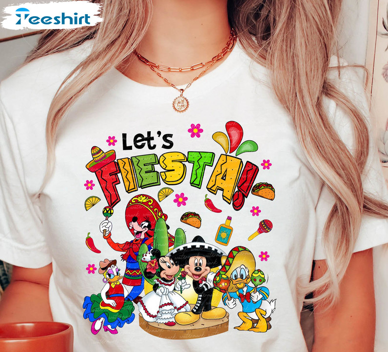 Let's Fiesta Shirt, Mickey And Friends Mexican Maracas Sombrero Short Sleeve Unisex T-shirt