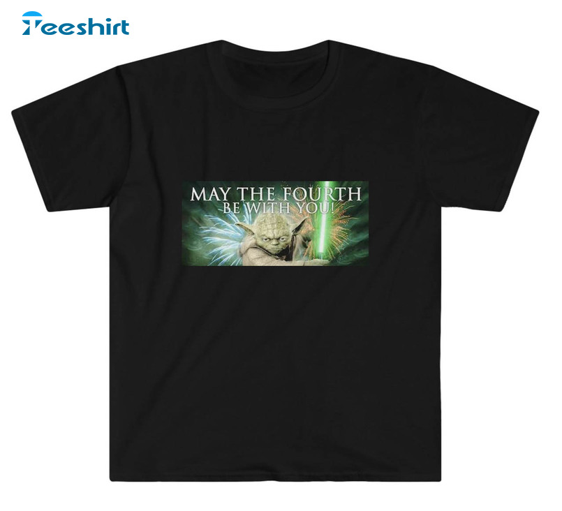 May The 4th Be With You Shirt, Trendy Yoda Short Sleeve Tee Tops