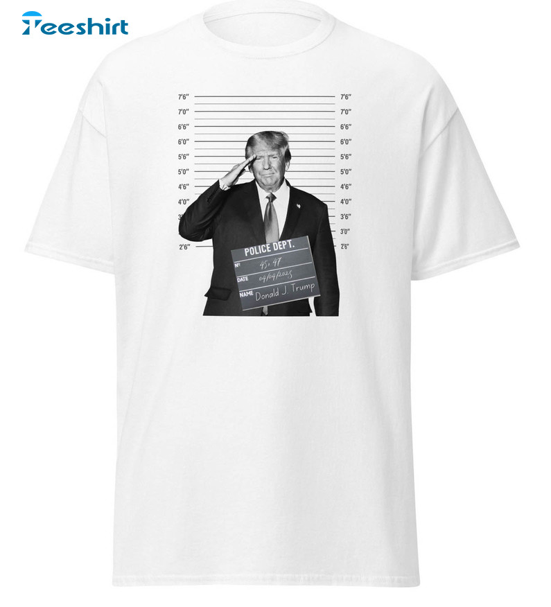 Trump Mugshot Trendy Shirt, Funny Mugshot Long Sleeve Unisex Hoodie