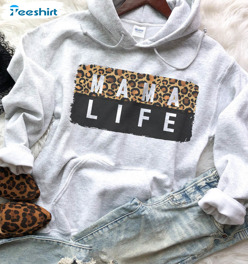 Leopard Mama Life Shirt, Leopard Mom Short Sleeve Sweatshirt