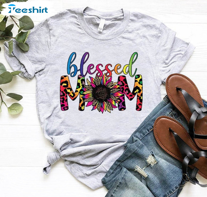 Leopard Sunflower Blessed Mom Shirt , Mothers Day Sweatshirt Sweater