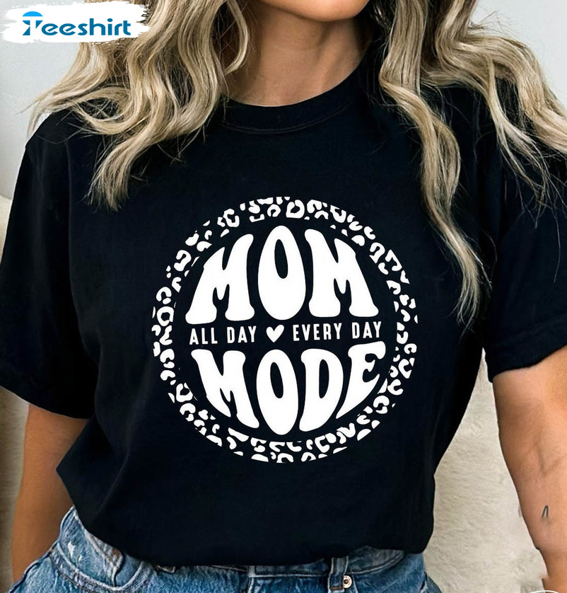 Mom Mode Mom Life Shirt, Leopard Mom Sweater Short Sleeve