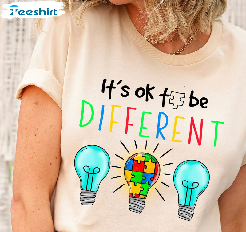 It's Ok To Be Different Autism Awareness Shirt, Dad Autism Long Sleeve Unisex Hoodie