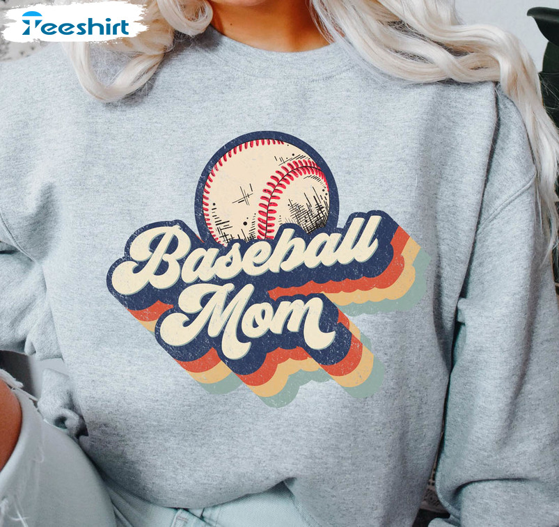 Retro Baseball Mom Sweatshirt, Baseball Mama Unisex Hoodie Long Sleeve