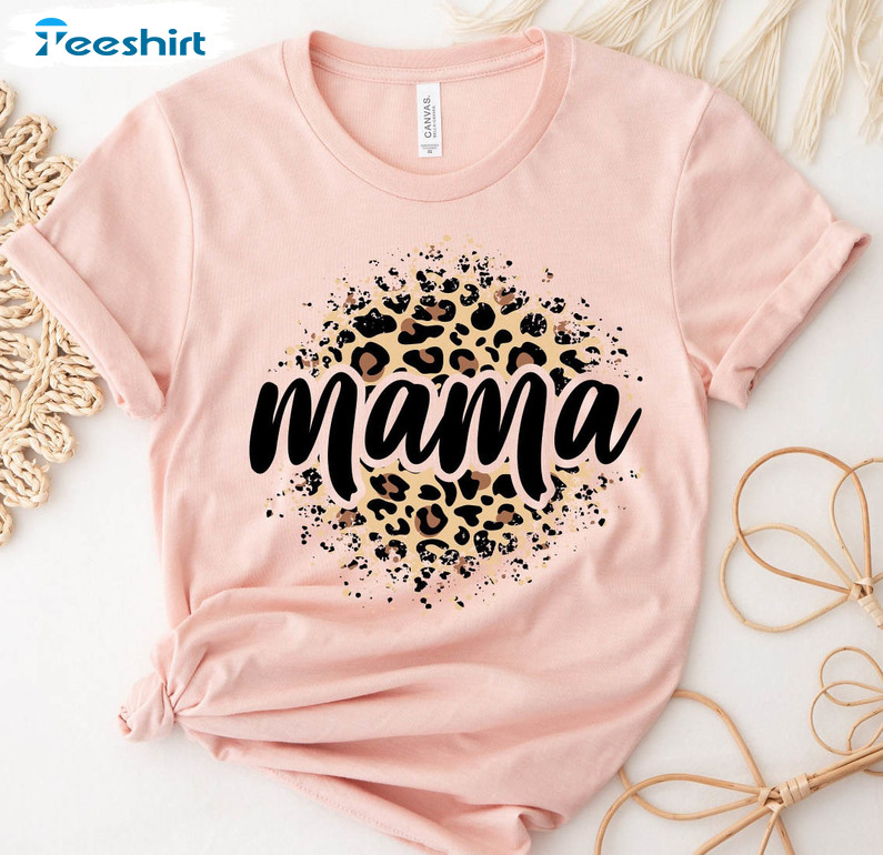 Mom Leopard Shirt , Mothers Day Mom Life Unisex T-shirt Crewneck