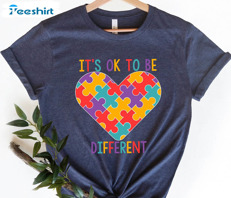 It's Ok To Be Different Autism Awareness Shirt, Month Outfits Puzzle Long Sleeve Unisex Hoodie